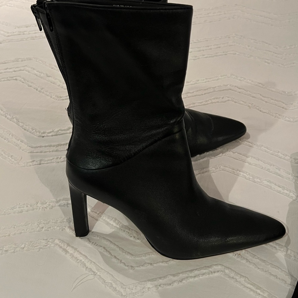 Mid calf leather boots
